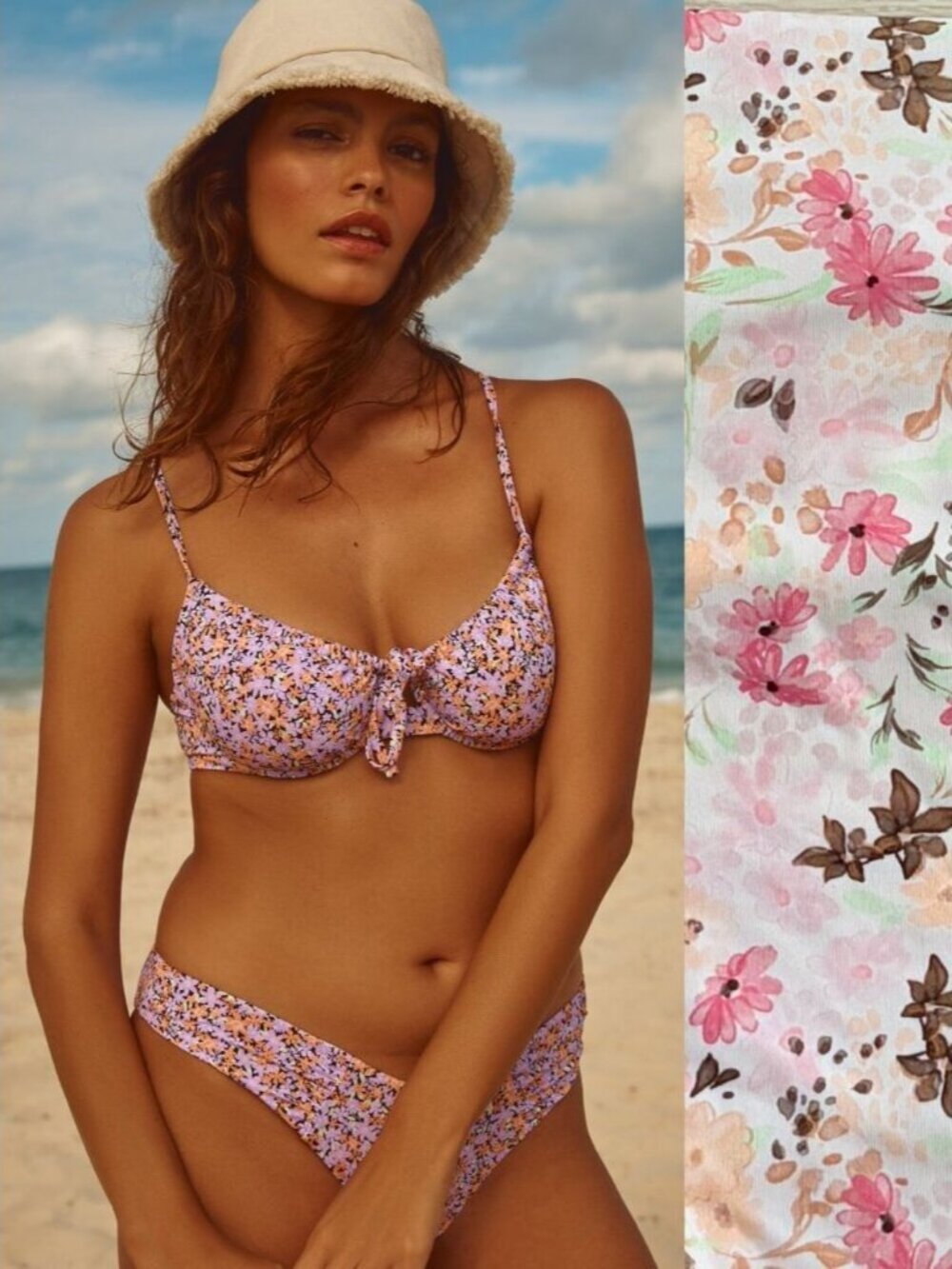 Tropik Bikini Set Bralette Top Swimsuit Floral Size Medium/Large